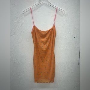 bodycon mess orange print dress